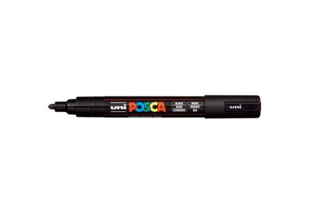 Immagine di Marcatore a tempera POSCA Uni-Ball punta tonda 1,8-2,5 mm nero M PC5M N