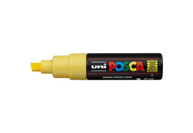 Immagine di Marcatore a tempera POSCA Uni-Ball punta a scalpello 8 mm giallo M PC8K G