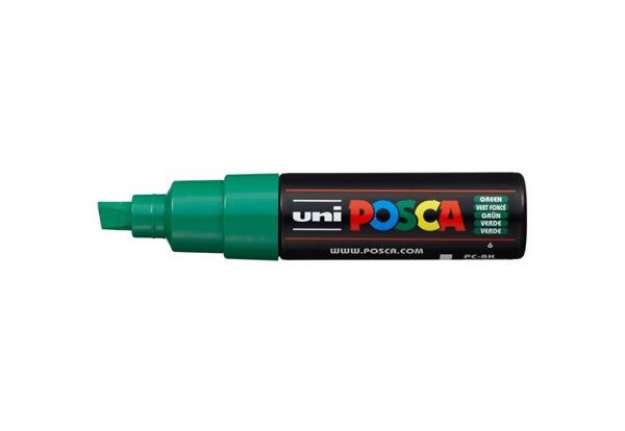Immagine di Marcatore a tempera POSCA Uni-Ball punta a scalpello 8 mm verde M PC8K V