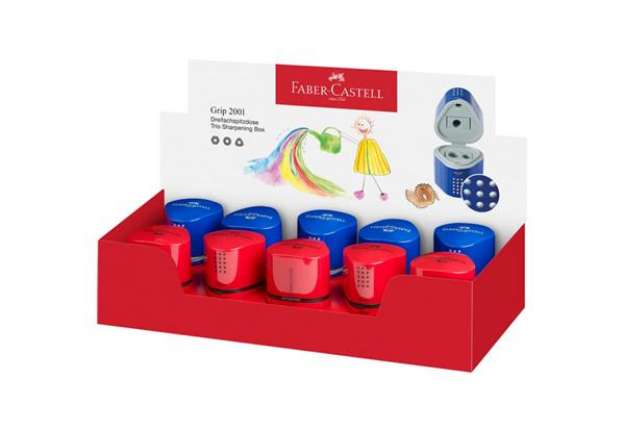 Immagine di Temperamatite 3 fori Faber-Castell Grip 2001 rosso/blu assortiti 183801