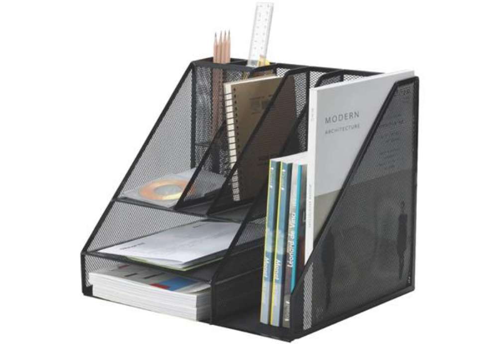 Immagine di Portaoggetti Q-Connect  34,5x29x29,5 cm nero grande - 8 scomparti KF18473