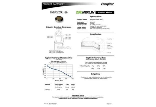 Immagine di Batterie alcaline a bottone ENERGIZER LR54/189 conf. da 2 - E301536700