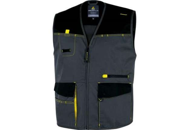 Immagine di Gilet da lavoro DELTA PLUS D-Mach chiusura con zip - 5 tasche - poliestere e cotone grigio-giallo -