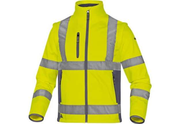 Immagine di Giacca Delta Plus Moonlight2 -classe 3- 5 tasche - tessuto softshell - argento giallo fluo-blu - M -