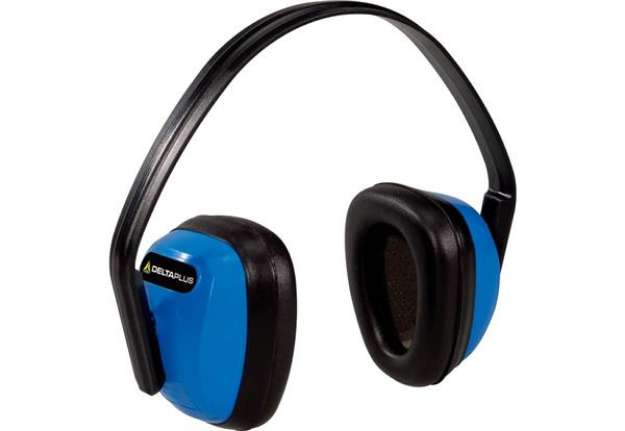 Immagine di Cuffia antirumore Delta Plus con padiglioni in polistirene archetto in ABS blu-nero - SPA3BL