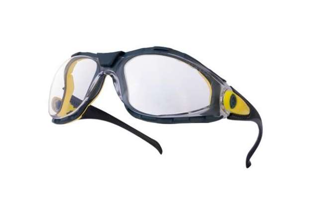 Immagine di Occhiali Delta Plus Pacaya Strap monoblocco policarbonato nasello integrato trasparente PACAYBLIN