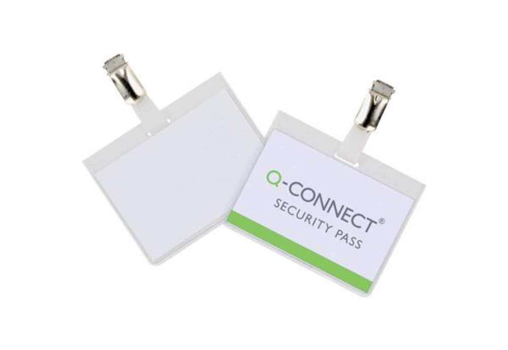 Immagine di Portabadge Q-Connect plastica 90x60 mm con clip - Security badge chiuso Confezione da 25 pezzi - KF0
