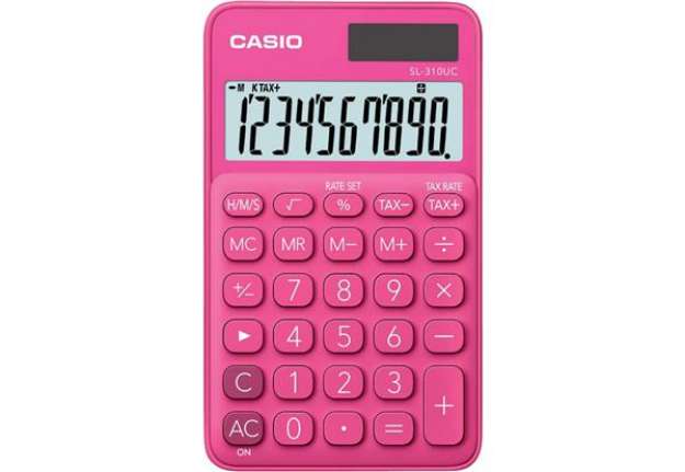 Immagine di Calcolatrice tascabile CASIO 10 cifre - solare e batteria Rosso - SL-310UC-RD-W-EC