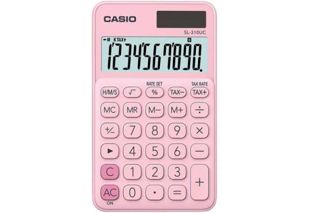 Immagine di Calcolatrice tascabile CASIO 10 cifre - solare e batteria Rosa - SL-310UC-PK-W-UC