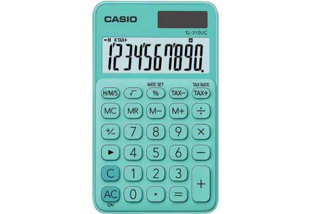 Immagine di Calcolatrice tascabile CASIO 10 cifre - solare e batteria Verde - SL-310UC-GN-W-EC