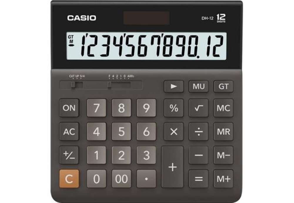Immagine di Calcolatrice da tavolo Casio display 12 cifre - solare e batteria nero DH-12-BK-S-EP