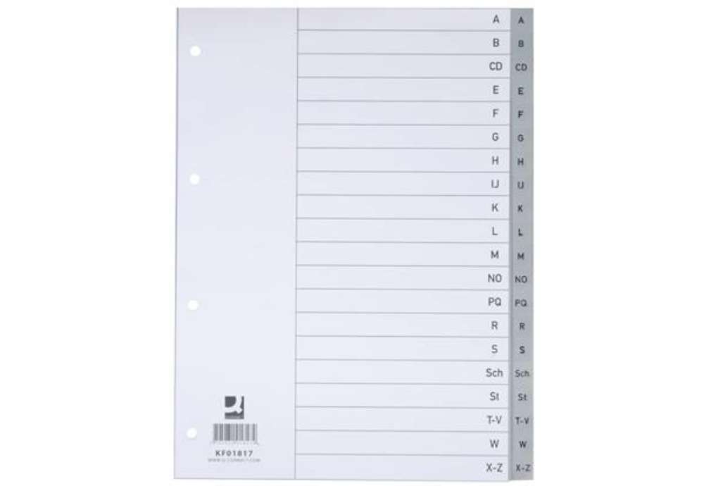 Immagine di Divisori alfabetici Q-Connect A-Z 22,5x29,7 cm grigio 20 pagine KF01817