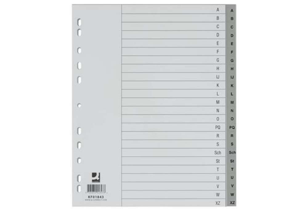 Immagine di Divisori alfabetici Q-Connect A-Z 24,5x29,7 cm grigio 24 pagine KF01843