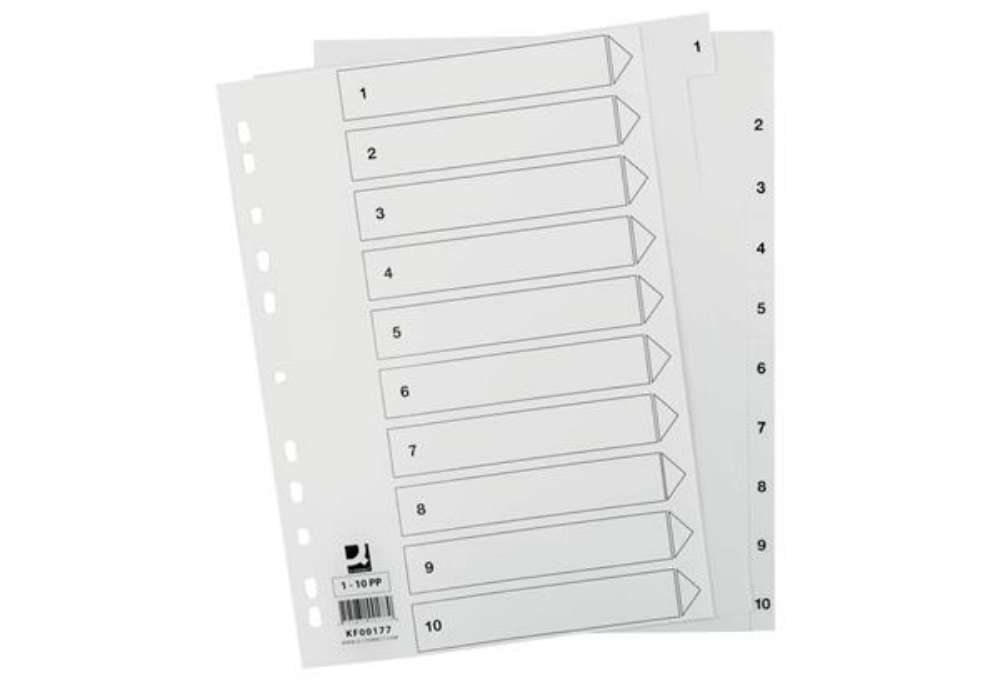 Immagine di Divisore numerico Q-Connect bianco 22,5x29,7 cm ppl 1-10 KF00177