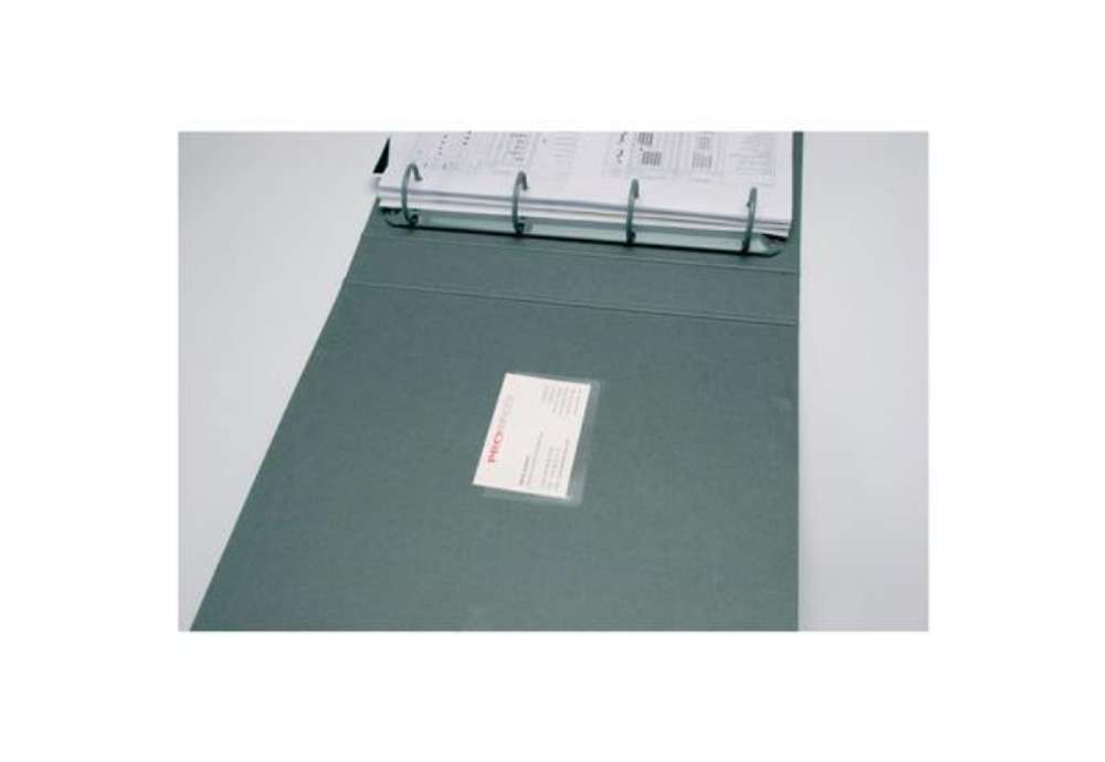 Immagine di Tasche adesive portabiglietti Q-Connect ppl 5,6x9,3 cm trasparente apertura lato lungo  conf. da 100