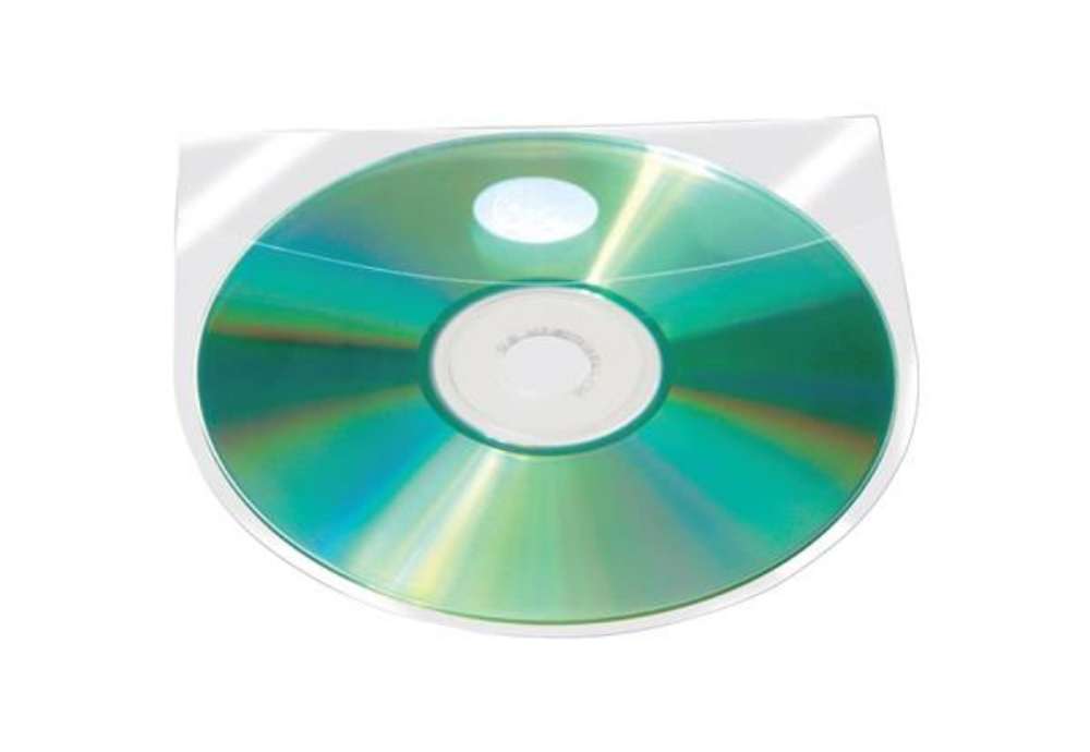 Immagine di Custodia autoadesiva per CD/DVD Q-Connect 12,6x12,6 cm trasparente Conf. 10 pezzi - KF27032