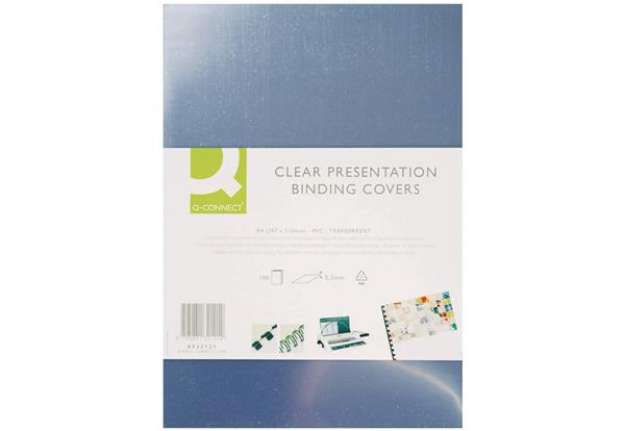 Immagine di Copertina per rilegatura Q-Connect trasparente 200 µm A4 conf. 100 pezzi - KF32121