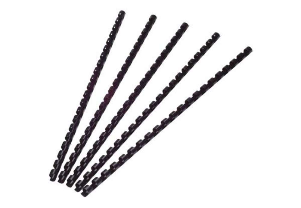 Immagine di Dorsi a spirale in PVC per rilegatura Q-Connect A4 - 21 anelli 6 mm - fino a 25 ff nero - conf. 100