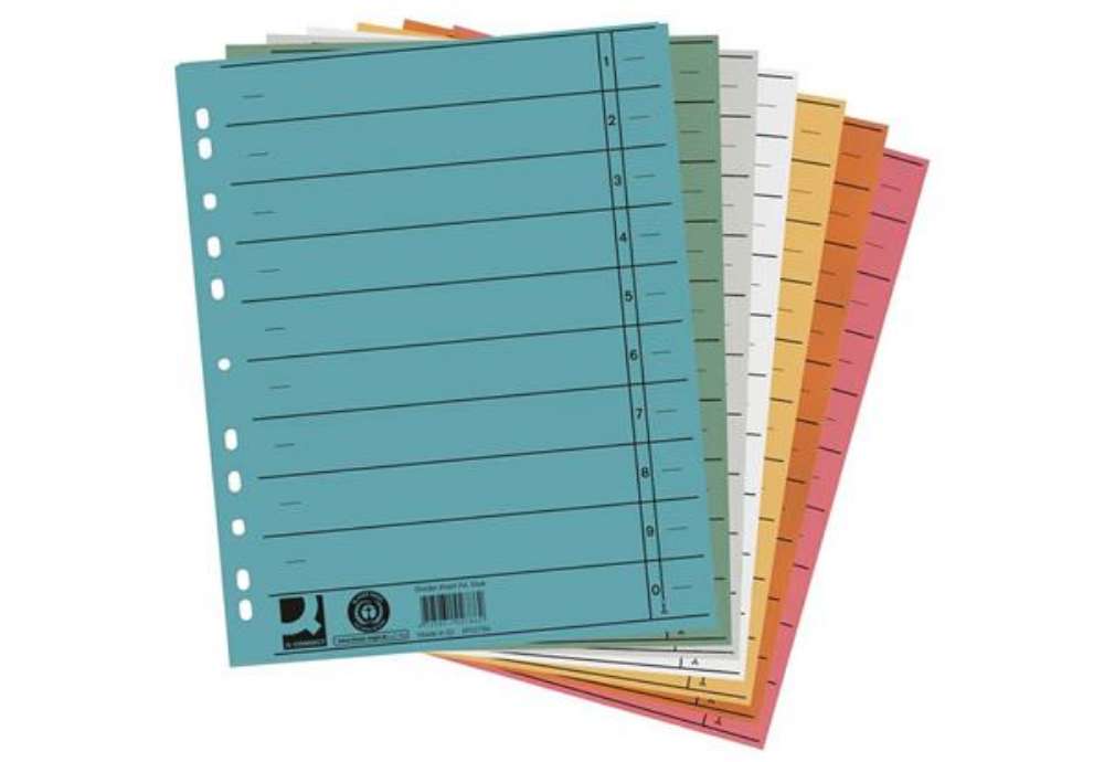 Immagine di Separatore per archivio con perforazione universale Q-Connect 24x30 cm 230 g/m² blu  conf. da 100 -