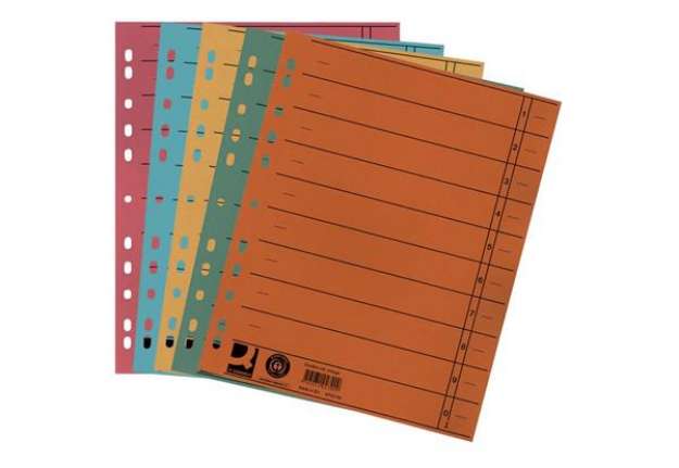 Immagine di Separatore per archivio con perforazione universale Q-Connect 24x30 cm 230 g/m² assortiti  conf. da