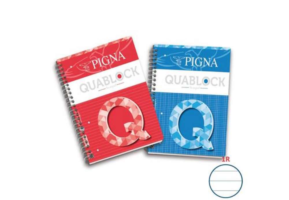 Immagine di Blocco spiralato 120 fogli Pigna Quablock a 4 fori A4 1R 02000011R