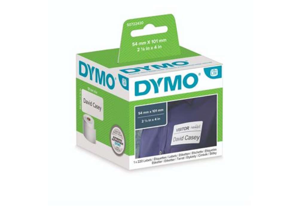 Immagine di Rotolo da 220 etichette Dymo LabelWriter Spediz./Badge 101x54 mm bianco S0722430