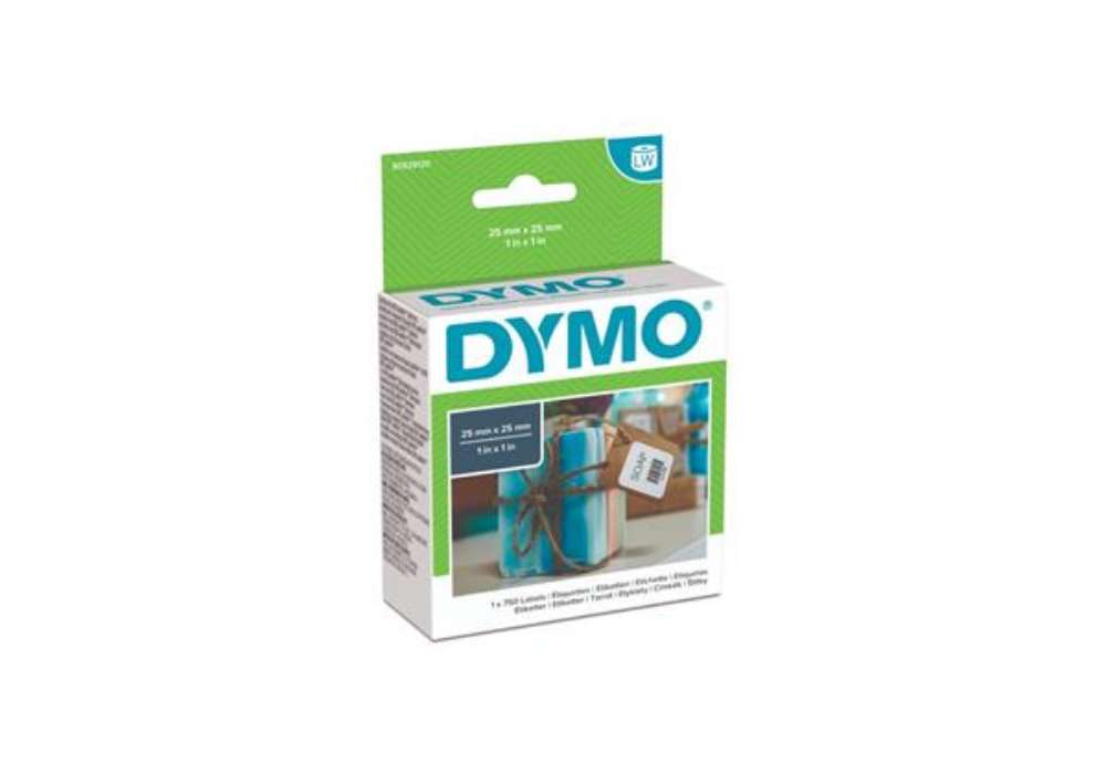 Immagine di Rotolo da 750 etichette Dymo LabelWriter multiuso quadrate 25x25 mm bianco S0929120