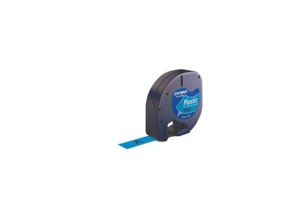 Immagine di Nastro per etichettatrici Dymo LetraTag plastica 12 mm x 4 m nero/blu S0721650