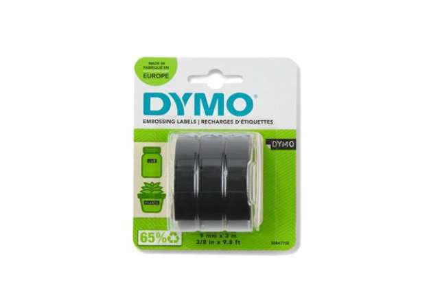Immagine di Nastri a rilievo per etichettatrici Dymo vinile 9 mm x 3 m bianco/nero blister da 3 - S0847730