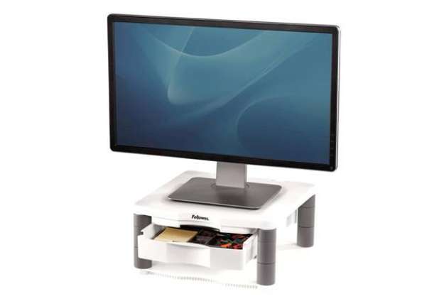 Immagine di Supporto FELLOWES Premium Plus per monitor plastica riciclata grigio 34,3x33,3x6,4-16,5 cm - 91713