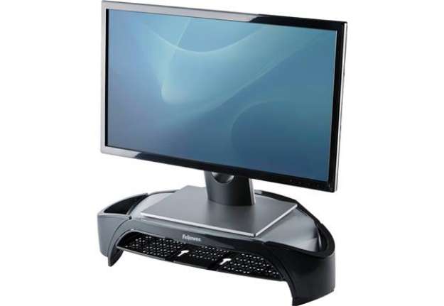 Immagine di Supporto FELLOWES Smart Suites per monitor plus ABS grigio/nero 47,8x32,8cm con vaschetta portaogget