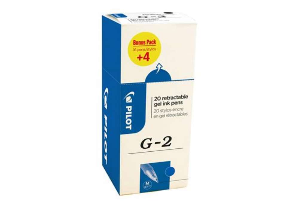 Immagine di Penna gel a scatto Pilot Gel G-2 0,7 mm blu Value Pack 16+4 GRATIS - 000018