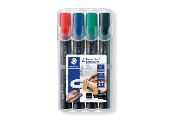Immagine di Marcatori punta a scalpello Staedtler Lumocolor permanent marker 350 astuccio da 4 pezzi - 350 WP4