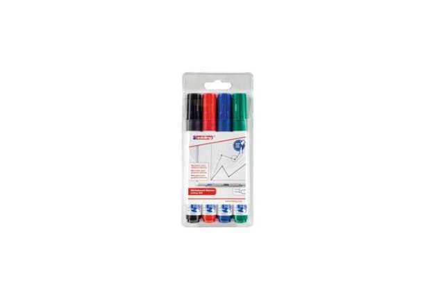 Immagine di Marcatori per lavagne bianche edding 660 punta conica 1,5-3 mm assortiti confezione da 4 -E-660/4S