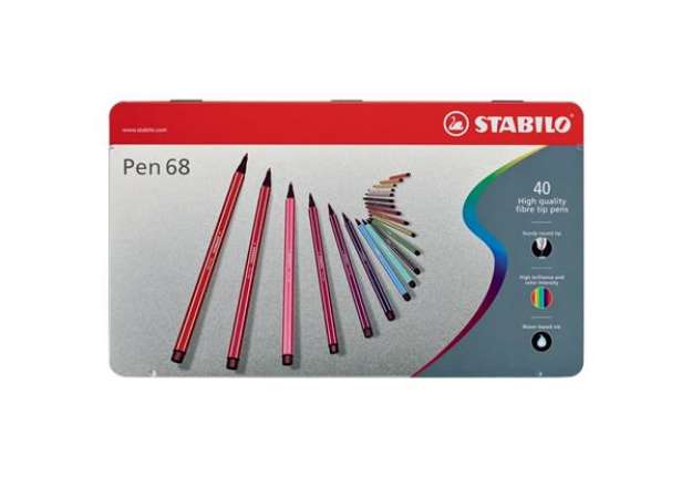 Immagine di Pennarelli Stabilo Pen 68 1 mm scatola di metallo assortiti Conf. 40 pezzi - 6840-6