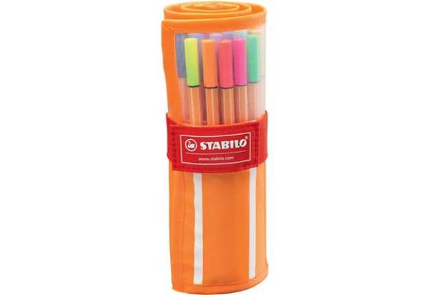 Immagine di Fineliner Stabilo Point 88 0,4 mm assortiti 25 colori standard + 5 Neon rotolo da 30 - 8830-2