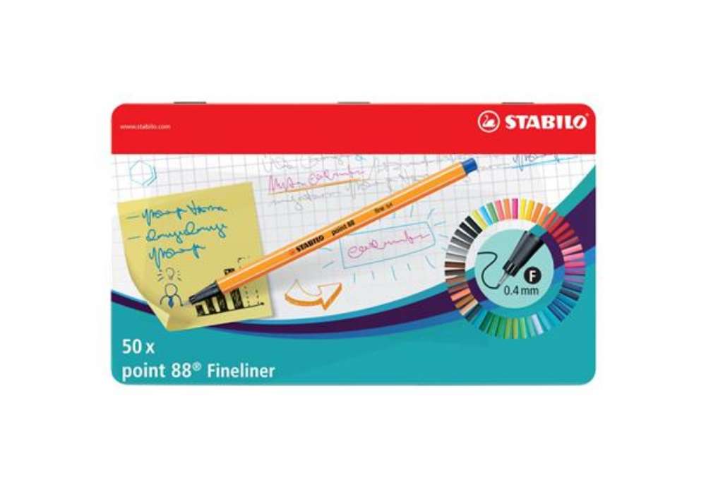 Immagine di Fineliner Stabilo Point 88 0,4 mm assortiti scatola in metallo da 50 - 8850-6