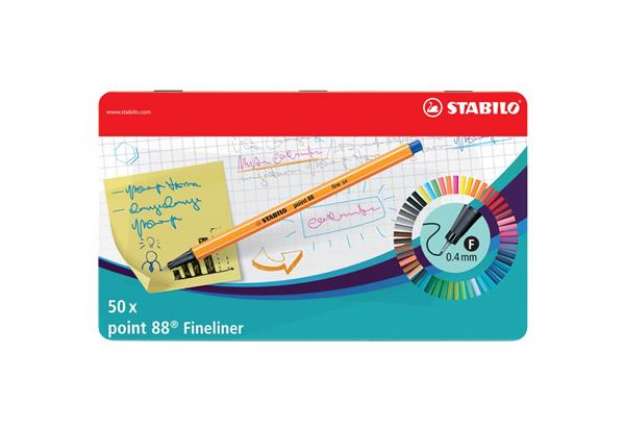 Immagine di Fineliner Stabilo Point 88 0,4 mm assortiti scatola in metallo da 50 - 8850-6