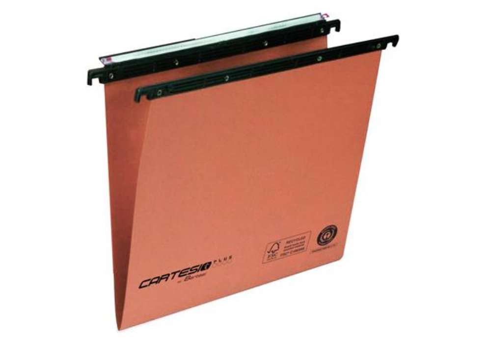 Immagine di Cartelle sospese orizzontali per cassetti CARTESIO PLUS 33 cm fondo V arancio Cf. 25 pezzi - 300/330