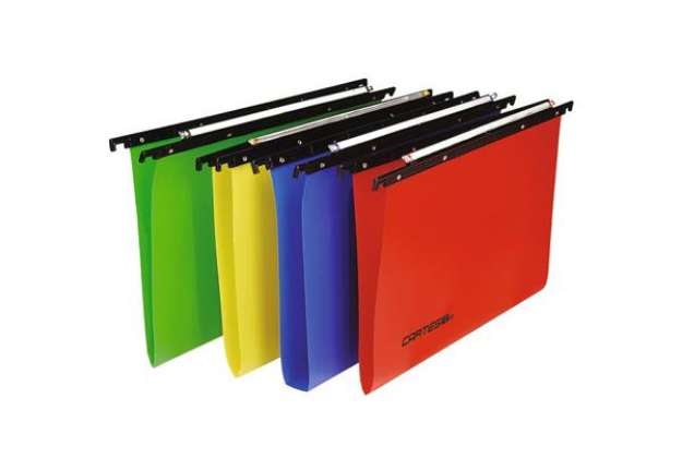 Immagine di Cartelle sospese orizzontali per cassetti CARTESIO PP 39 cm fondo a V assortiti Conf. 25 pezzi - 500