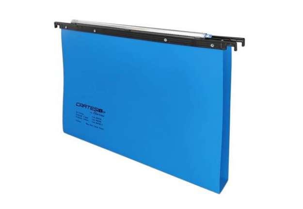 Immagine di Cartelle sospese orizzontali per cassetti CARTESIO PP 39 cm fondo a U 3 cm blu Conf. 25 pezzi - 500/