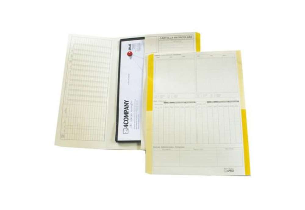 Immagine di Cartelline matricolari 4Pro A4 in carta di cellulosa 225 g/m² dorso 2 cm giallo conf. da 50 pezzi -