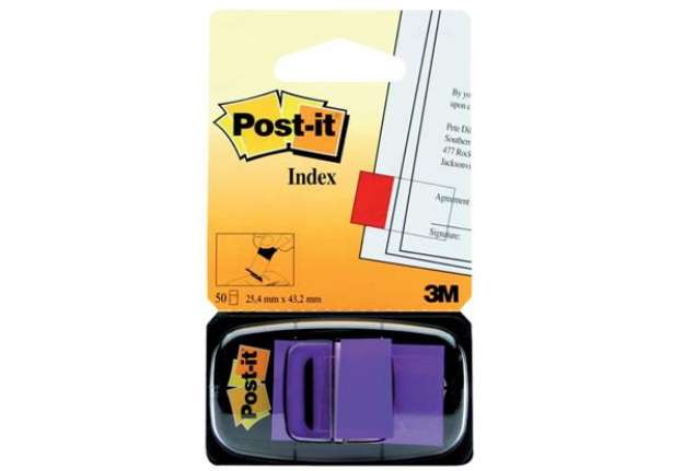 Immagine di Segnapagina removibili Post-it® Index Medium con dispenser lilla 50 segnapagina - 680-8