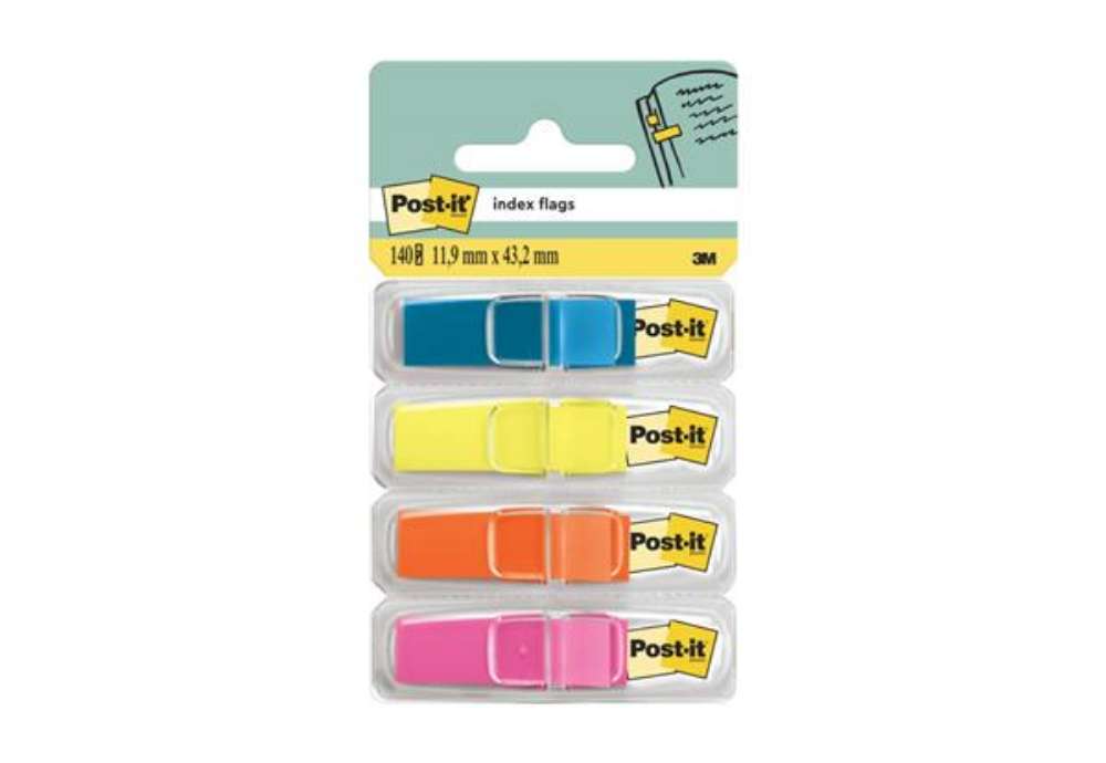 Immagine di Segnapagina removibili Post-it® Index Mini con dispenser turchese, arancio, lime, rosa  4 conf. da 3