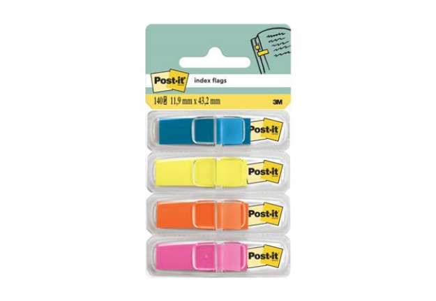 Immagine di Segnapagina removibili Post-it® Index Mini con dispenser turchese, arancio, lime, rosa  4 conf. da 3