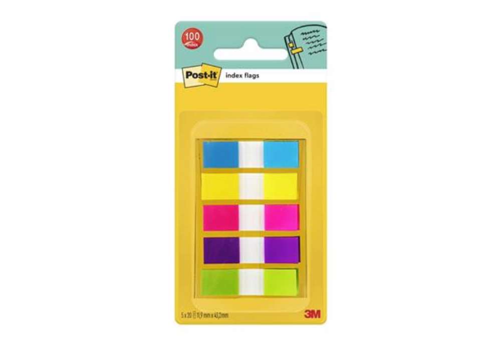 Immagine di Segnapagina removibili Post-it® Index Mini con dispenser brillanti assortiti 5 confezioni da 20 - 68
