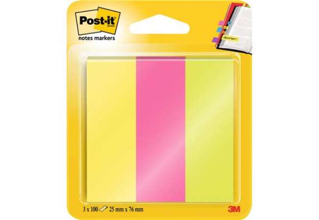 Immagine di Segnapagina removibili in carta Post-it® Index Mini neon assortiti Confezione da 3x100 - 671-3