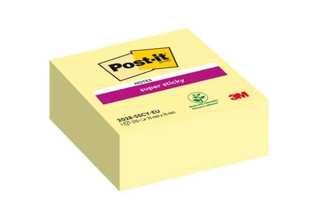 Immagine di Foglietti riposizionabili Post-it® Cubo Super Sticky Notes 76x76 mm 270 ff Giallo Canary™  2028-SSCY