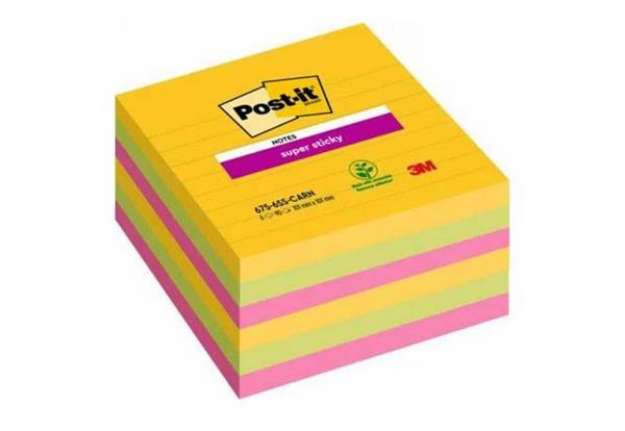 Immagine di Foglietti Post-it® Super Sticky Notes Carnival a righe assortiti conf. 6 blocchetti da 90 ff - 675-S