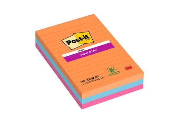 Immagine di Foglietti Post-it® Super Sticky XXL Bangkok a righe assortiti conf. 3 blocchetti da 90 ff - 4690-SS3